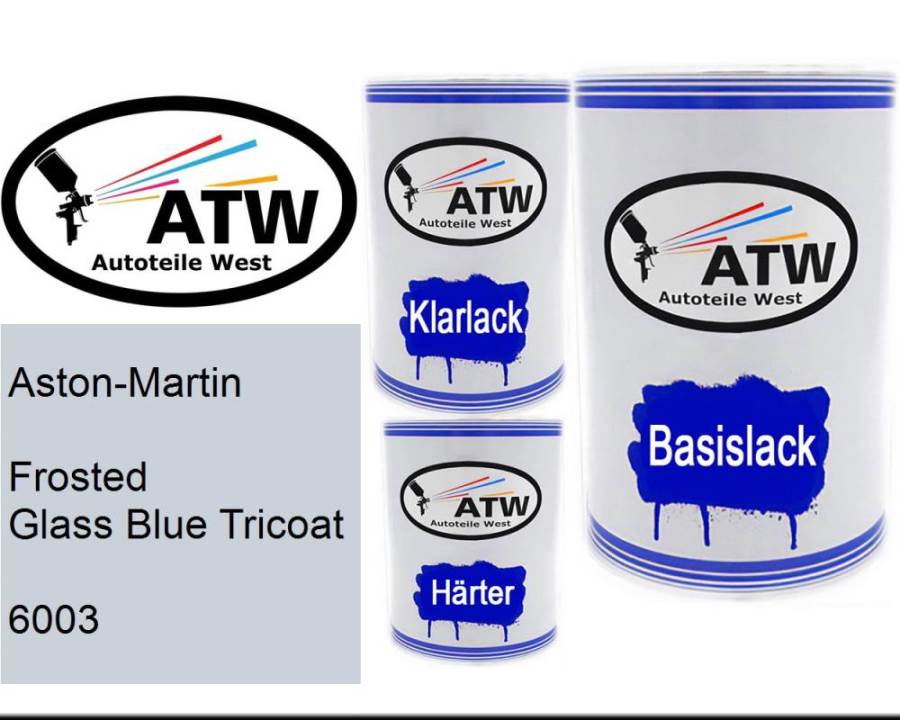 Aston-Martin, Frosted Glass Blue Tricoat, 6003: 500ml Lackdose + 500ml Klarlack + 250ml Härter - Set, von ATW Autoteile West.